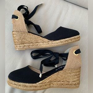 Viscata Sagaro Espadrille Canvas Wedges with Ankle Laces